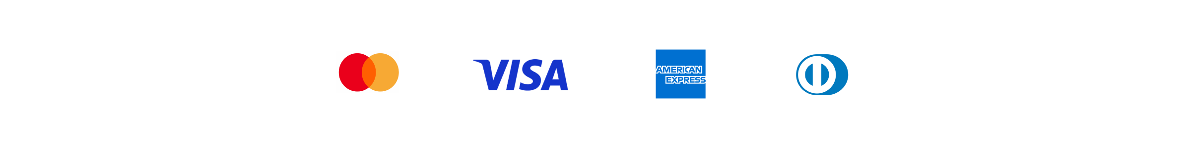 Mastercard, Visa, American Express, Diners